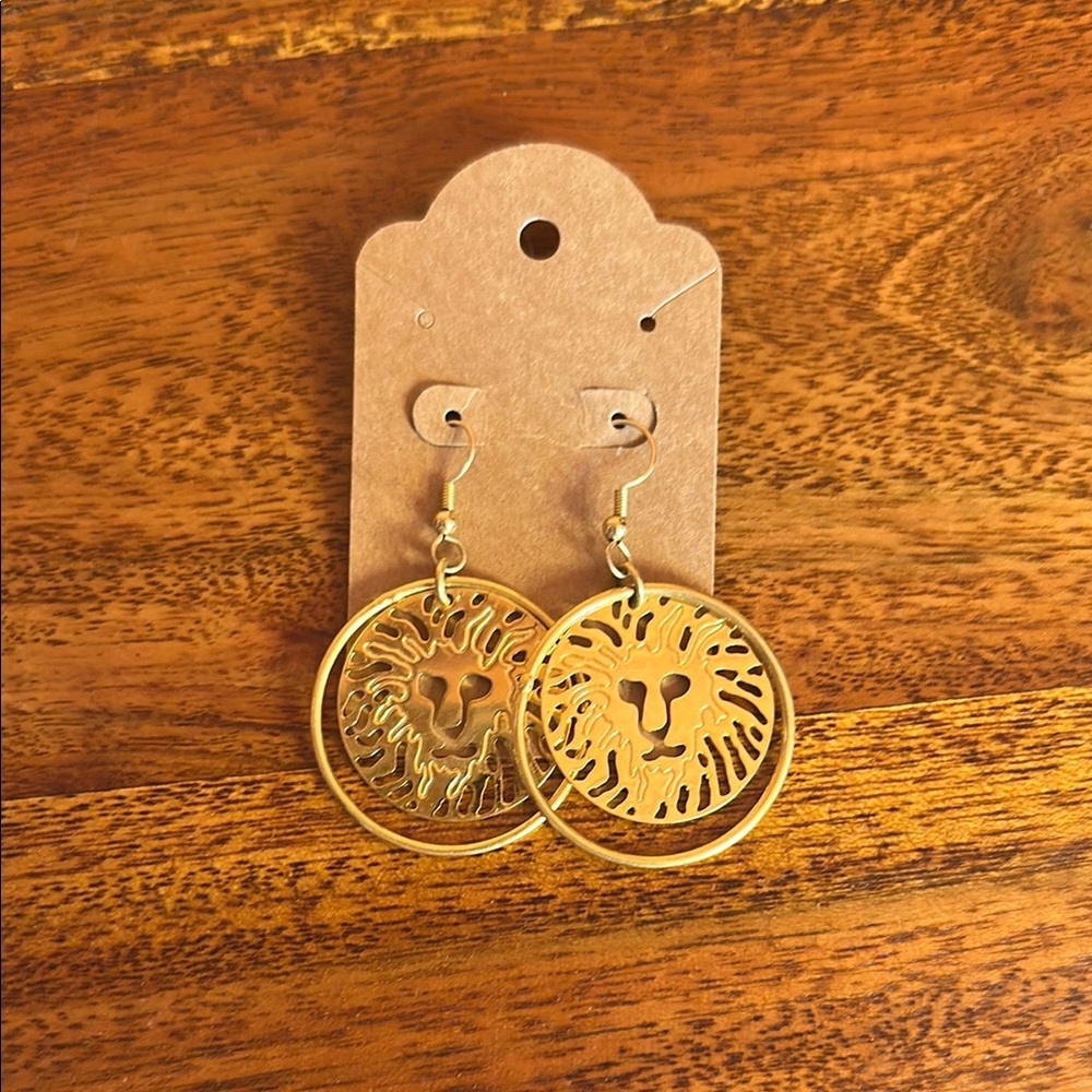 Golden Lion Earrings